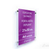 Targa porta avvisi A4 verticale 21x30 cm in plexiglass fissaggi in acciaio