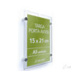 Porta-avvisi-depliant-plexiglass-15×21-A5-verticale Targa porta avvisi A5 verticale in plexiglass trasparente per fogli 21x15 fissaggio a muro
