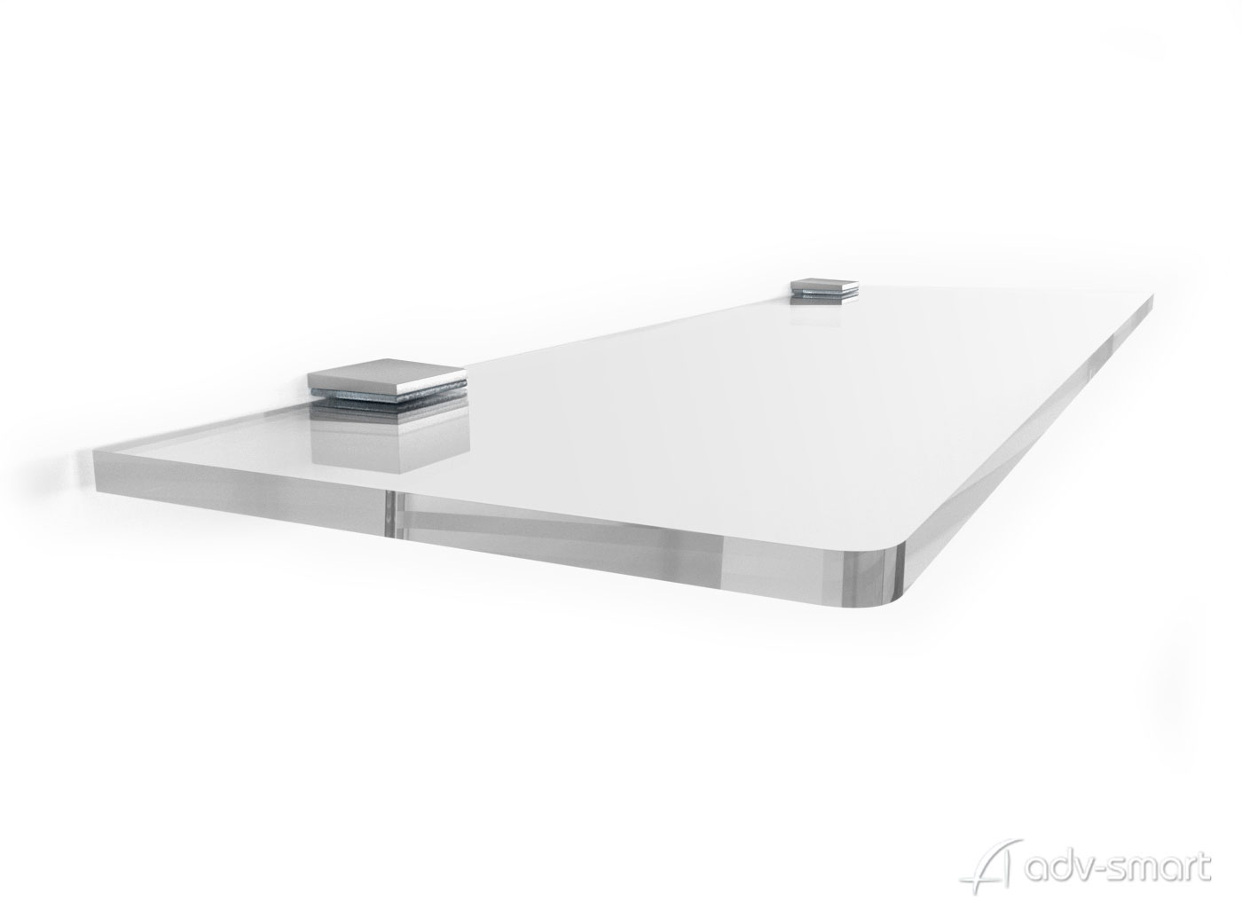 Mensola 50x15 cm in plexiglas con reggimensola regolabili