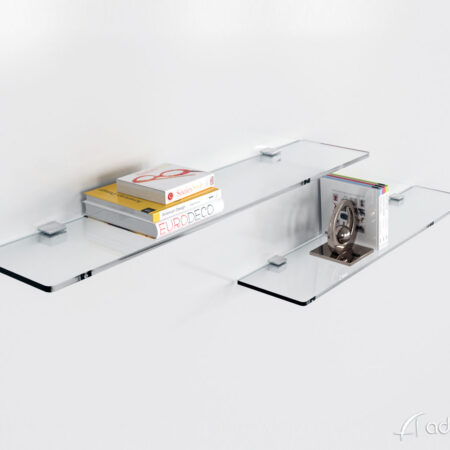 Mensole in Plexiglass 75x15 cm spessore 8mm con libri e oggetti