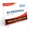 porta-depliant-da-banco-plane-plexiglass-con-piedini-A4H Porta avvisi da banco e depliant formato foglio A4 orizzontale 30x21 cm realizzato in plexiglas trasparente con piedini alla base