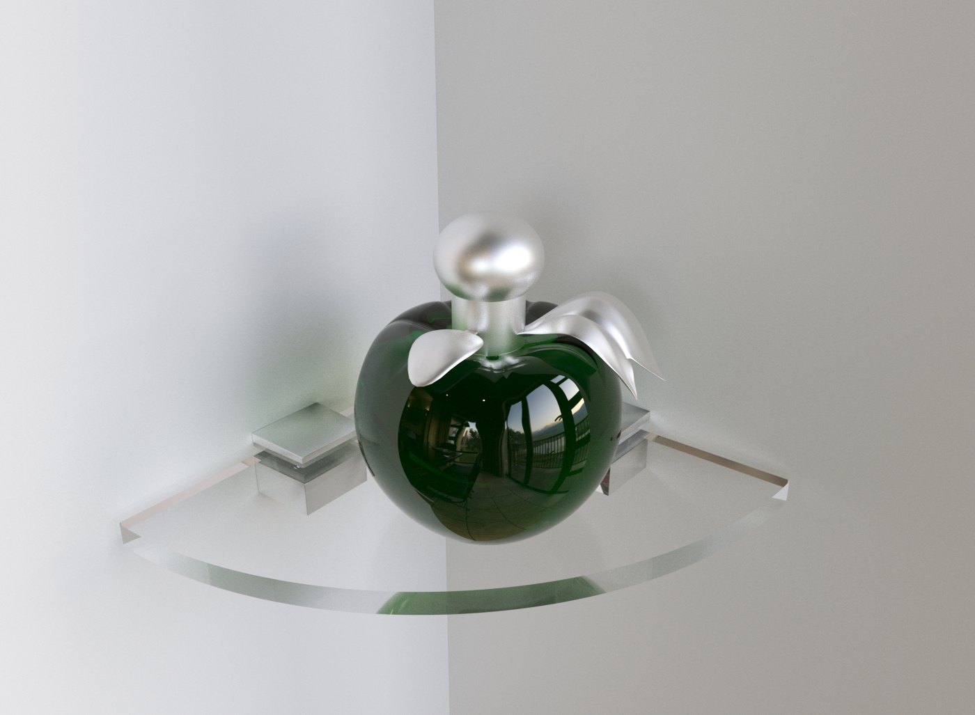 mensola ad angolo in plexiglass 15x15cm spessore 8mm con reggimensola
