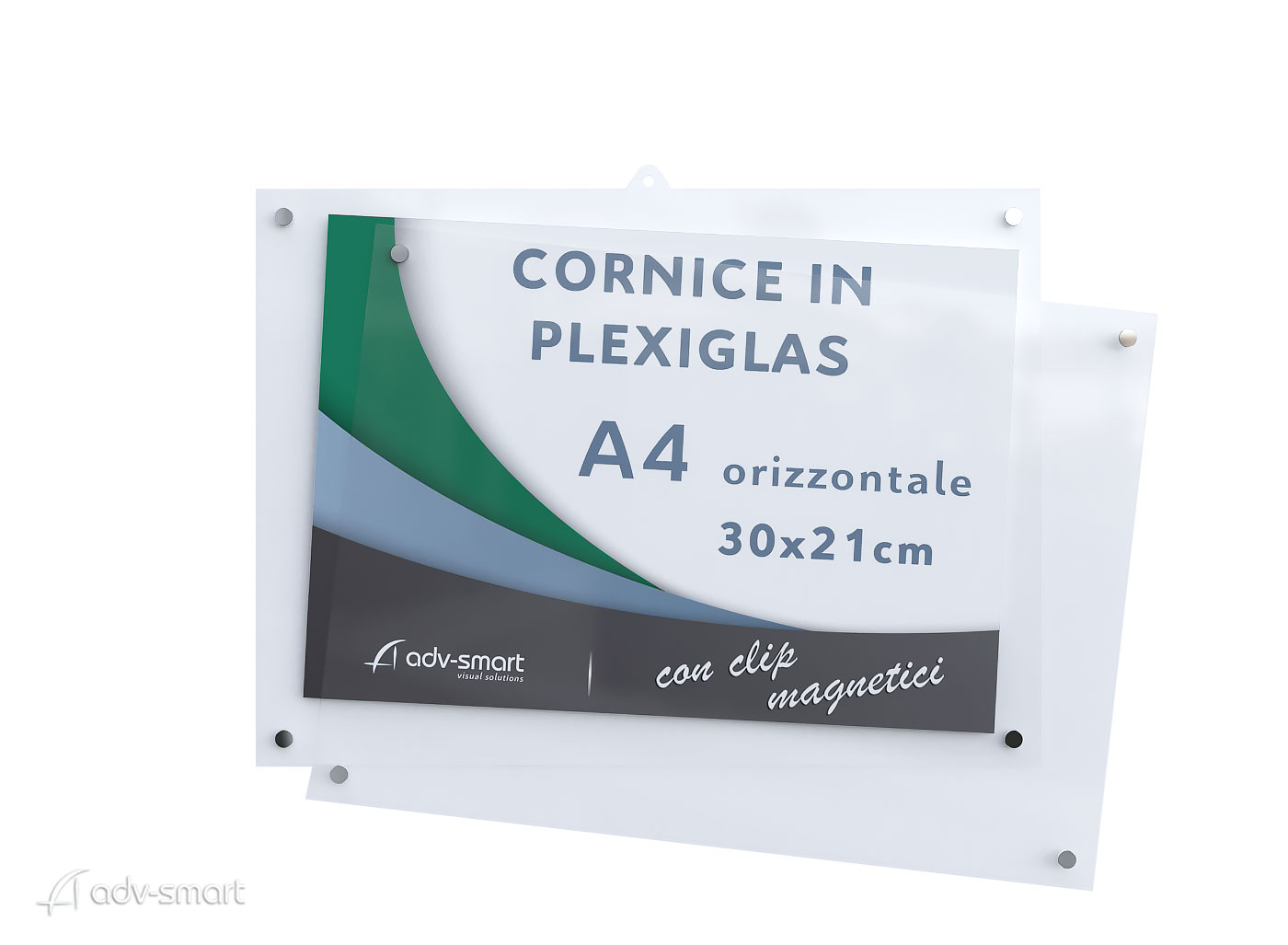 Cornice in plexiglass A4 orizzontale 30x21 cm con calamite