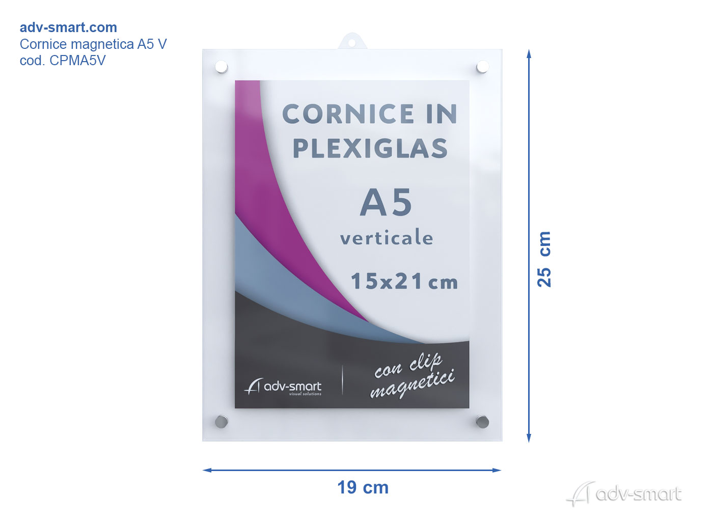 Cornice a Giorno 15x21 in Plexiglass Trasparente A5 Verticale - ADV-smart