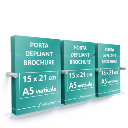 Porta brochure 3 tasche A5 verticale 15x21 cm 15x21 cm installazione a parete