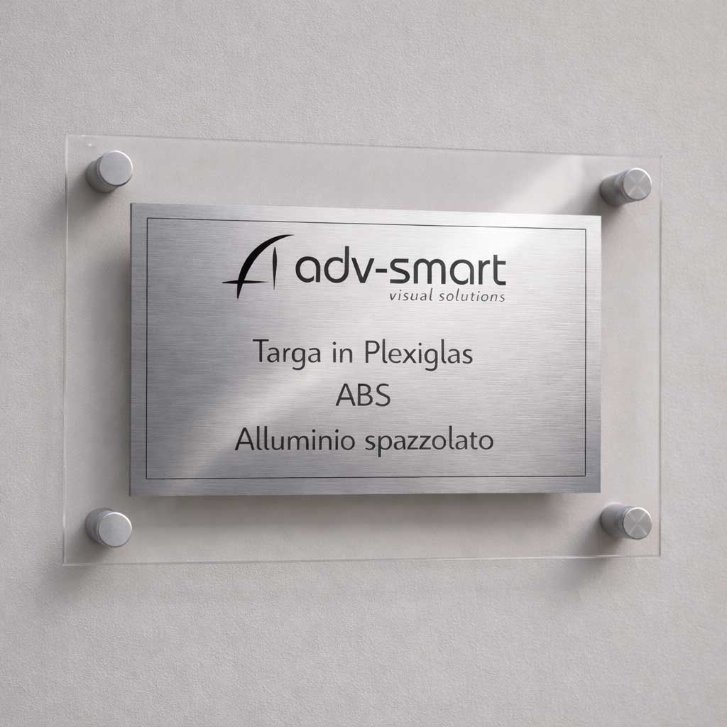 Targa in abs Alluminio e Plexiglass trasparente adv-smart