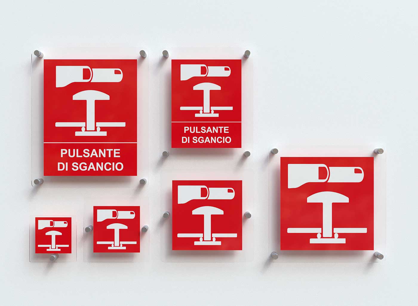 Targhette Pulsante di Sgancio in plexiglas vari formati