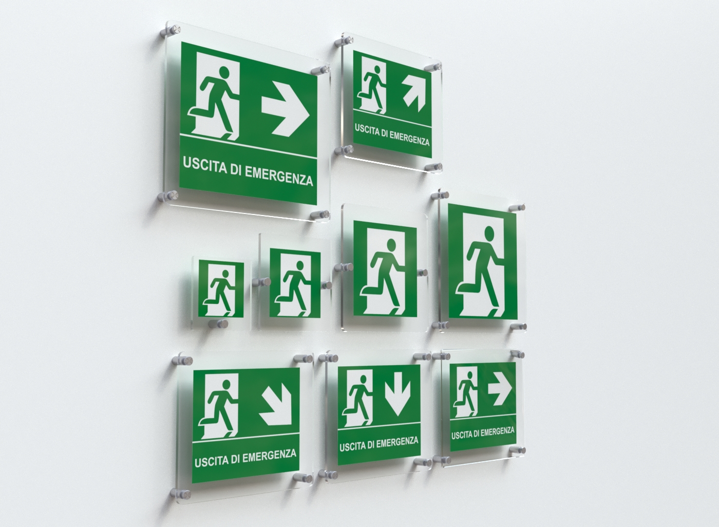 Uscita di Emergenza destra DX in plexiglas vari formati